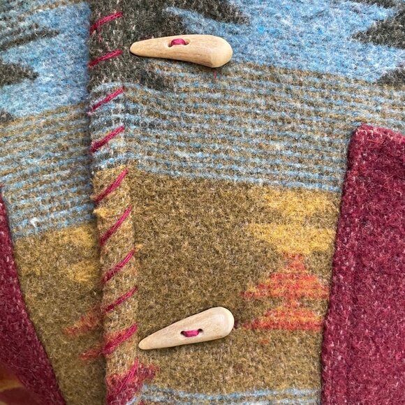 Double D Ranch Jacket Womens Large Oversize Vintage 90s Aztec Western Car Coat - Picture 15 of 16